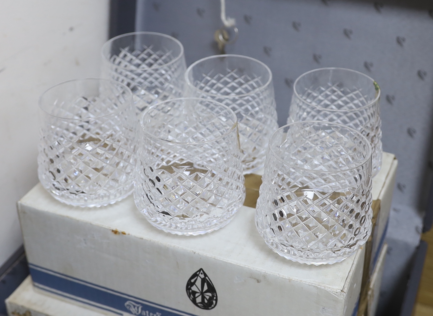 Three boxed sets of Waterford glasses including Alana pattern sherry, a Swarovski eagle (a.f.) and two other glass pieces